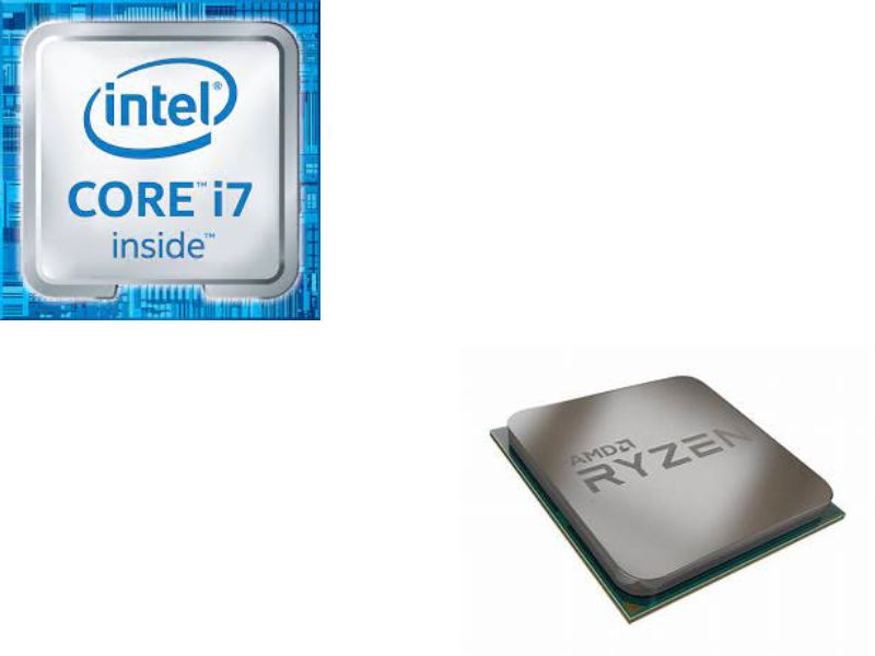 intel core i7 and amd ryzen processors image in diagonal form