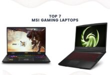 2 of the msi gaming laptops with head title written above them of top 7 msi gaming laptops