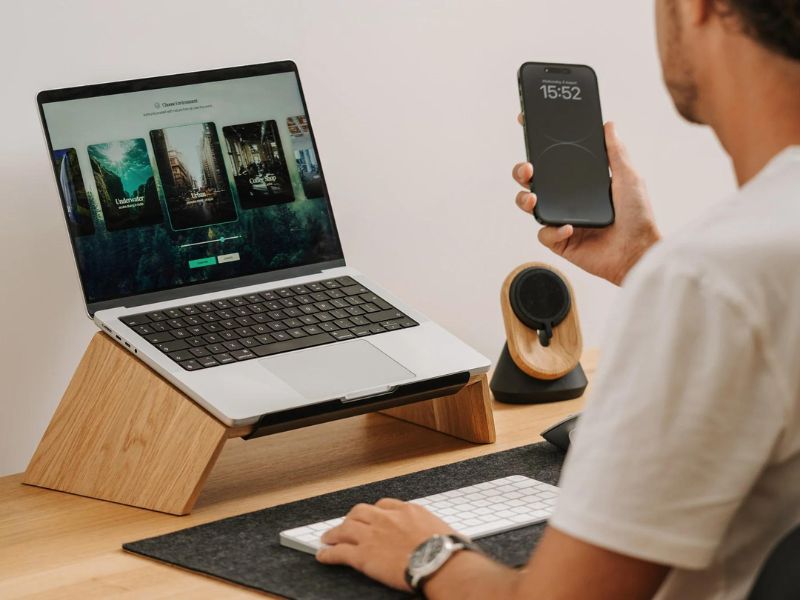 Wooden Laptop Stand - media image